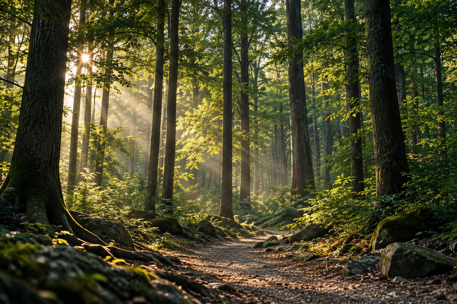 Nature Forest with sun rays